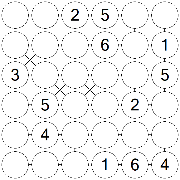 Chain Sudoku 6x6 - Mittel
