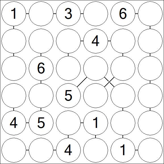 Chain Sudoku 6x6 - Mittel