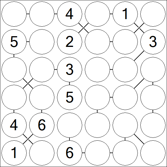 Chain Sudoku 6x6 - Medium