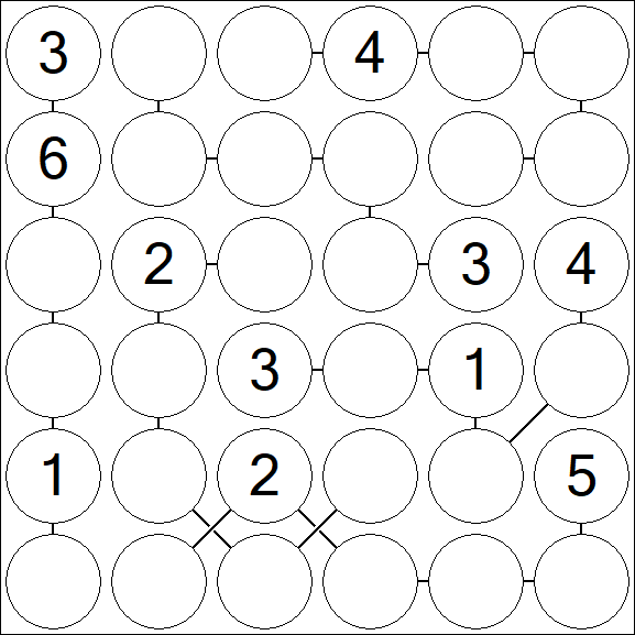 Chain Sudoku 6x6 - Medium