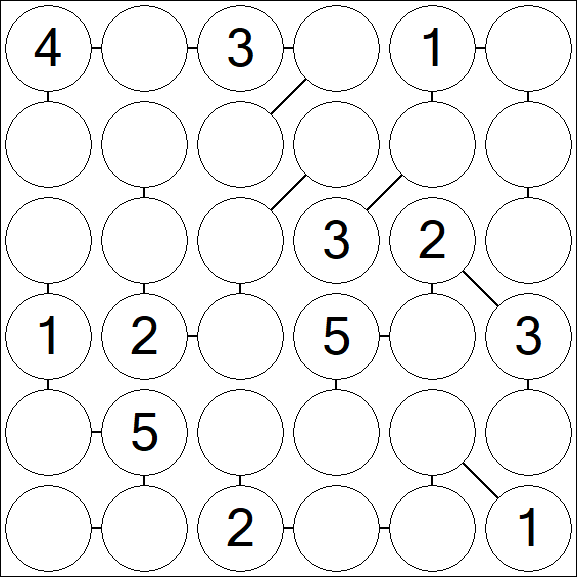 Chain Sudoku 6x6 - Medium