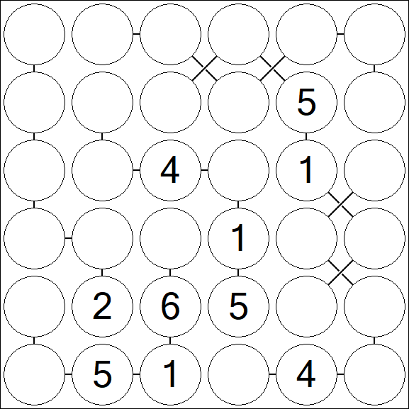 Chain Sudoku 6x6 - Medium
