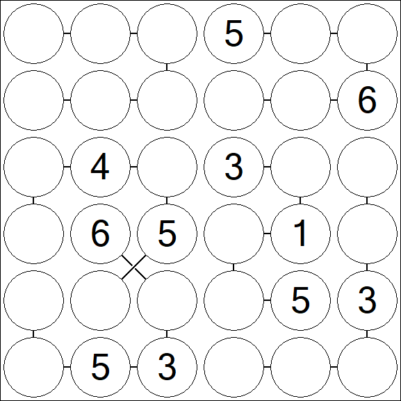 Chain Sudoku 6x6 - Medium
