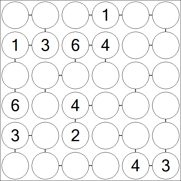 Chain Sudoku 6x6 - Medium