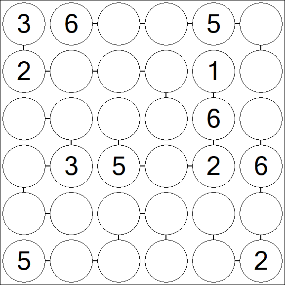 Chain Sudoku 6x6 - Medium