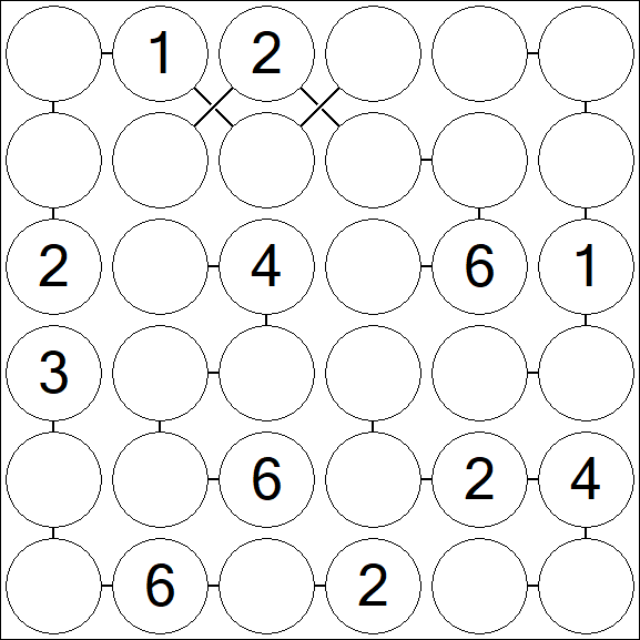 Chain Sudoku 6x6 - Medium