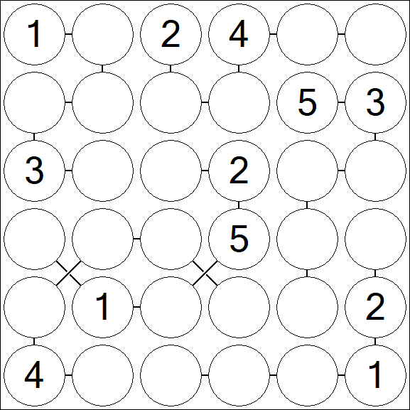 Chain Sudoku 6x6 - Medium