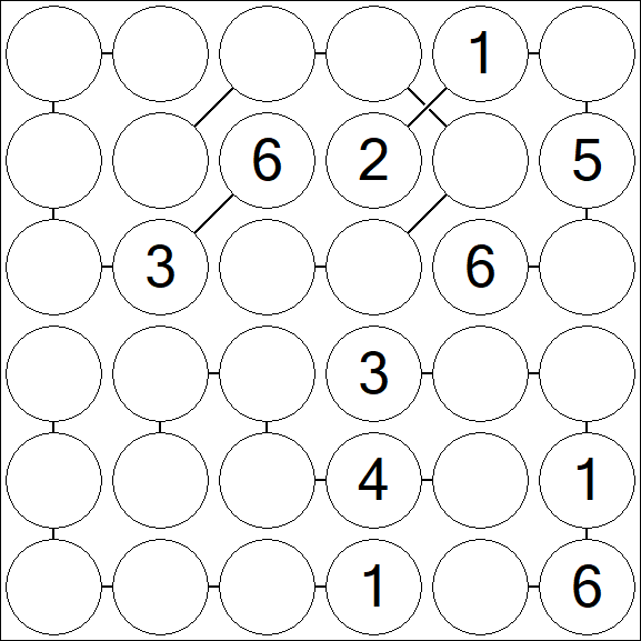 Chain Sudoku 6x6 - Medium