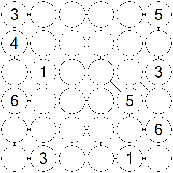 Chain Sudoku 6x6 - Medium
