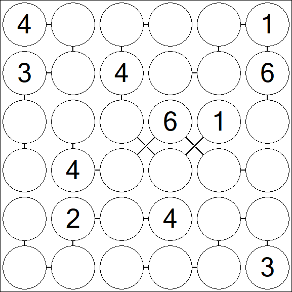 Chain Sudoku 6x6 - Medium