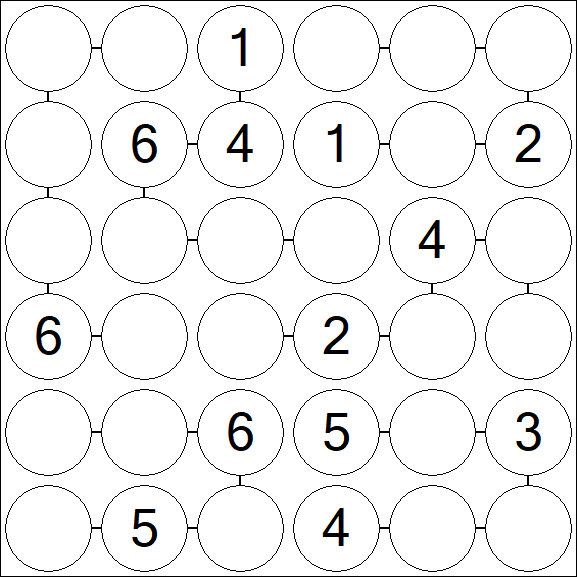Chain Sudoku 6x6 - Medium