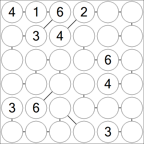 Chain Sudoku 6x6 - Medium