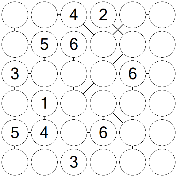 Chain Sudoku 6x6 - Medium