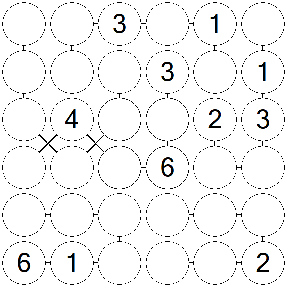 Chain Sudoku 6x6 - Medium