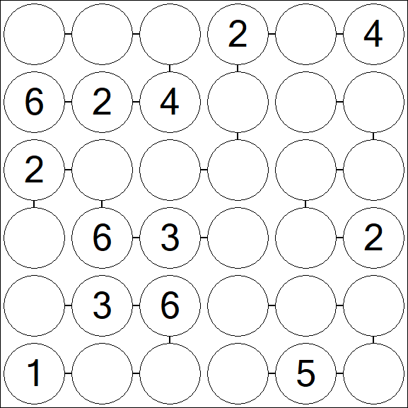 Chain Sudoku 6x6 - Medium