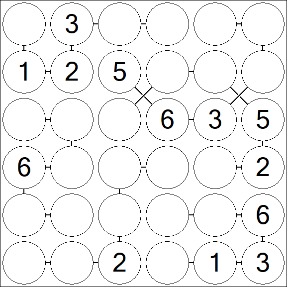 Chain Sudoku 6x6 - Medium