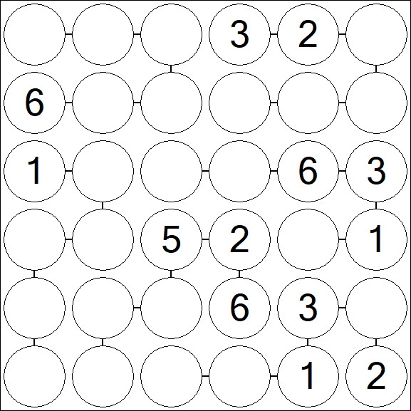 Chain Sudoku 6x6 - Medium