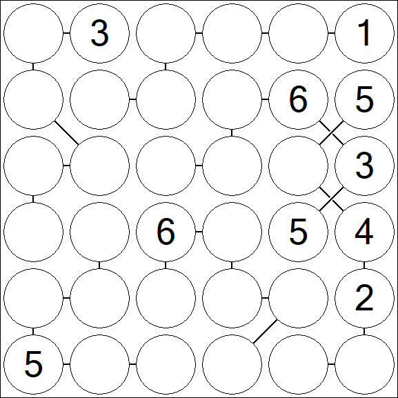 Chain Sudoku 6x6 - Medium