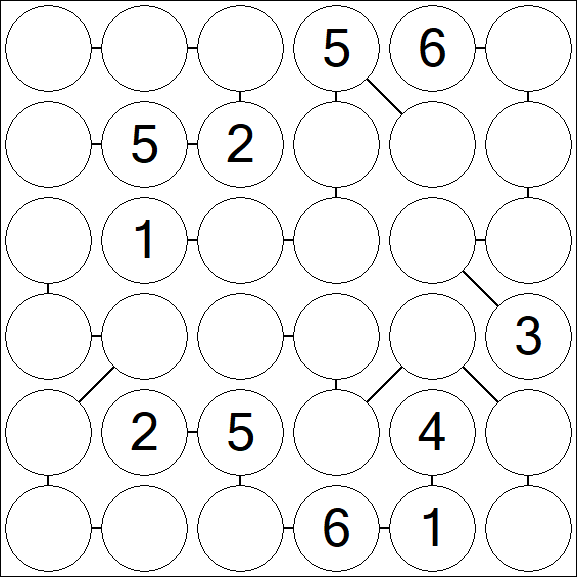 Chain Sudoku 6x6 - Medium