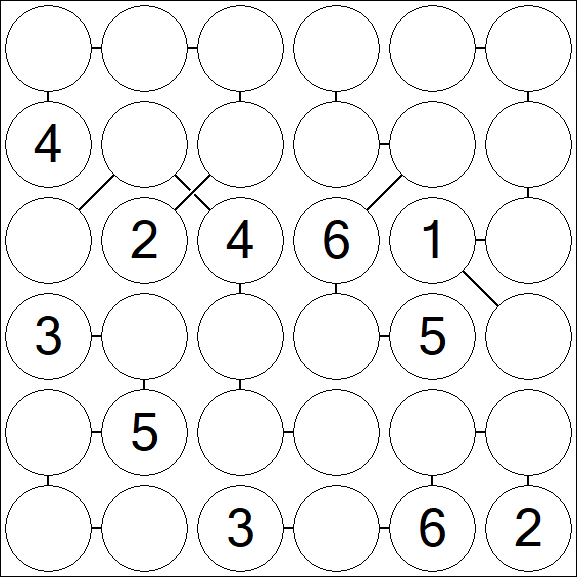 Chain Sudoku 6x6 - Medium