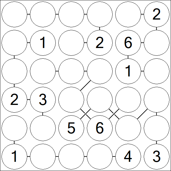 Chain Sudoku 6x6 - Medium
