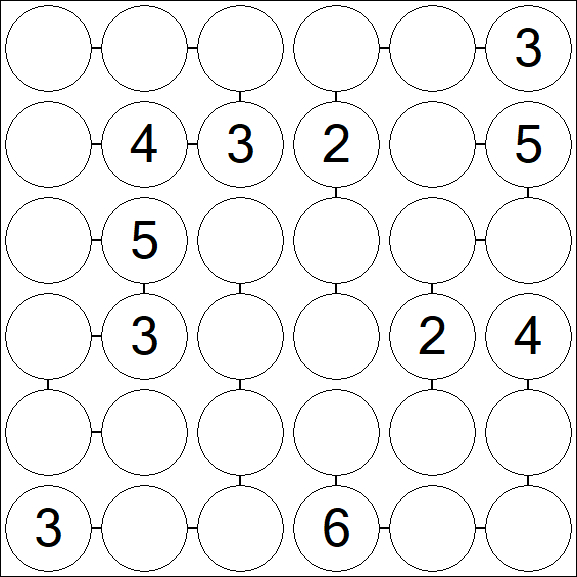 Chain Sudoku 6x6 - Medium