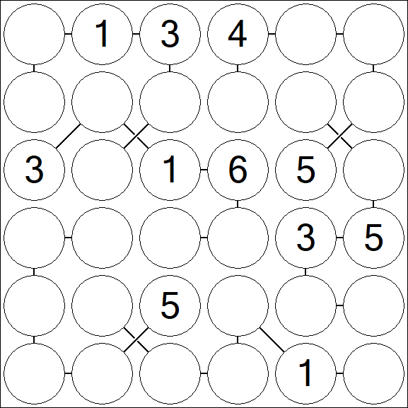 Chain Sudoku 6x6 - Medium