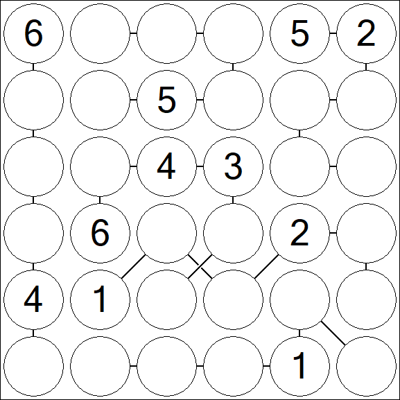 Chain Sudoku 6x6 - Medium