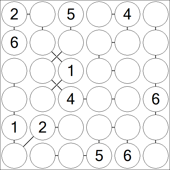 Chain Sudoku 6x6 - Medium