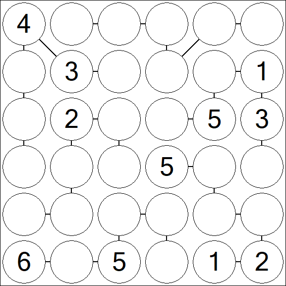 Chain Sudoku 6x6 - Medium