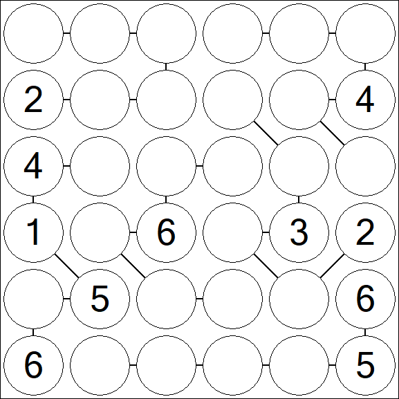 Chain Sudoku 6x6 - Medium