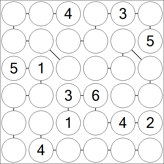 Chain Sudoku 6x6 - Medium