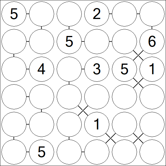 Chain Sudoku 6x6 - Medium