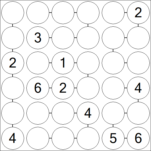 Chain Sudoku 6x6 - Medium