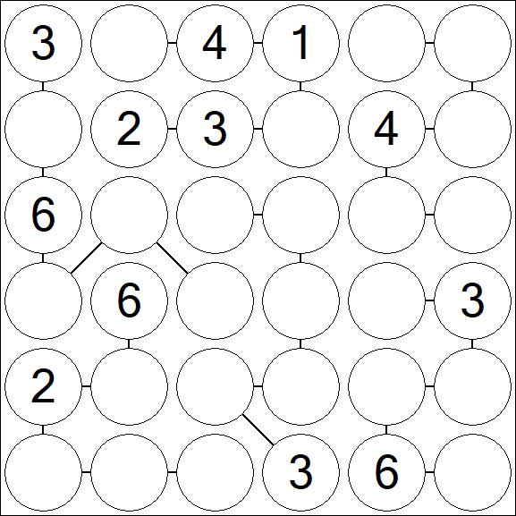 Chain Sudoku 6x6 - Medium