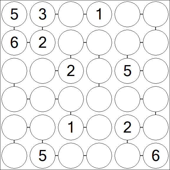 Chain Sudoku 6x6 - Medium