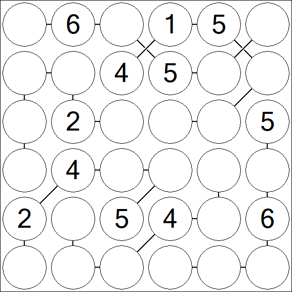 Chain Sudoku 6x6 - Medium