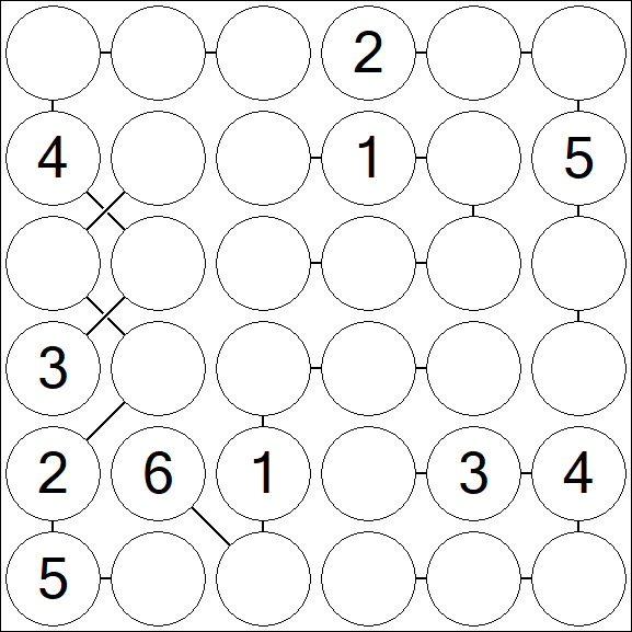 Chain Sudoku 6x6 - Medium