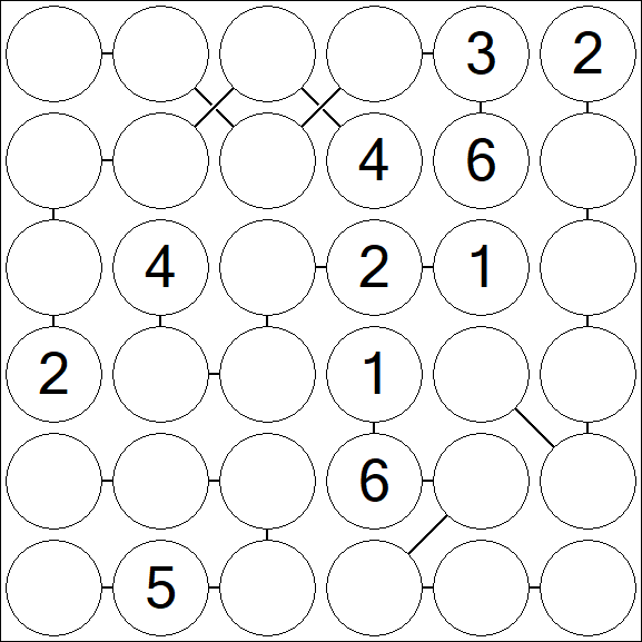 Chain Sudoku 6x6 - Medium