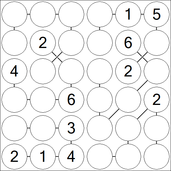 Chain Sudoku 6x6 - Medium