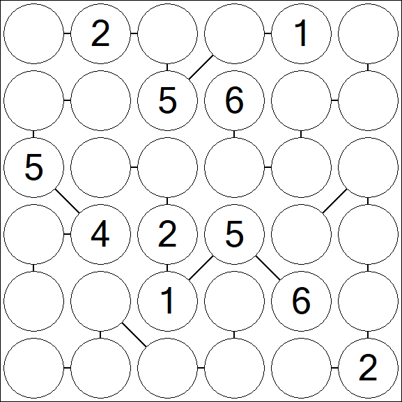 Chain Sudoku 6x6 - Medium