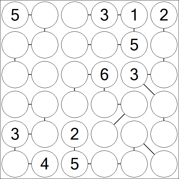 Chain Sudoku 6x6 - Medium
