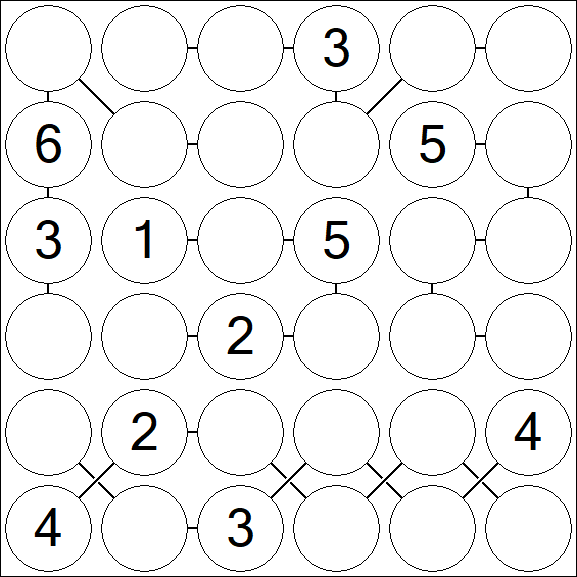 Chain Sudoku 6x6 - Medium