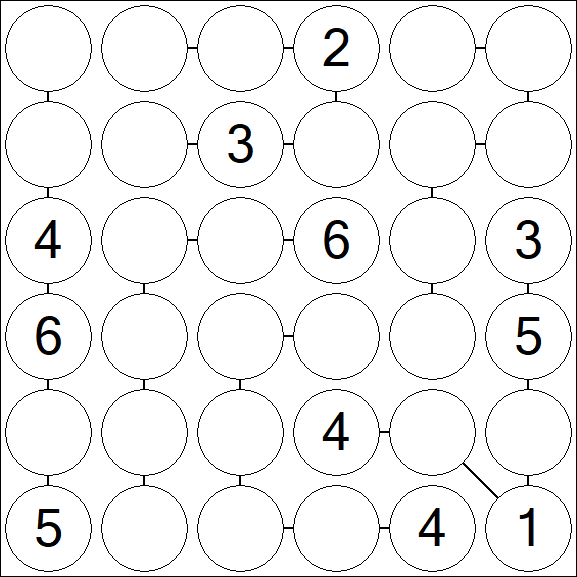 Chain Sudoku 6x6 - Medium