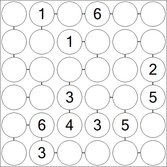 Chain Sudoku 6x6 - Medium