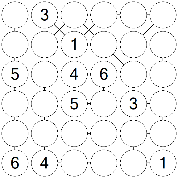 Chain Sudoku 6x6 - Medium