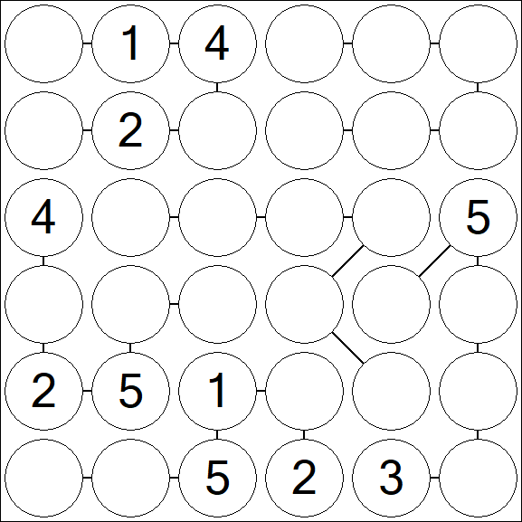 Chain Sudoku 6x6 - Medium