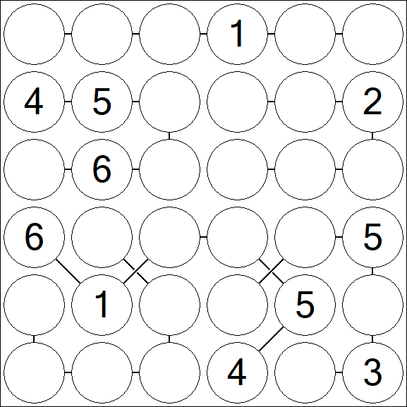 Chain Sudoku 6x6 - Medium