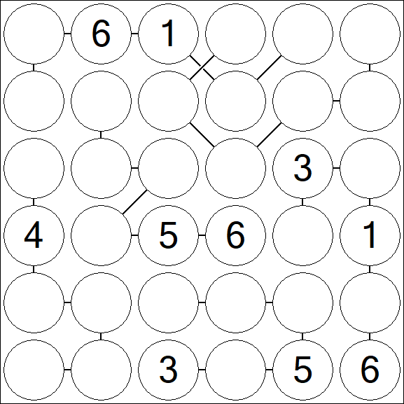 Chain Sudoku 6x6 - Medium