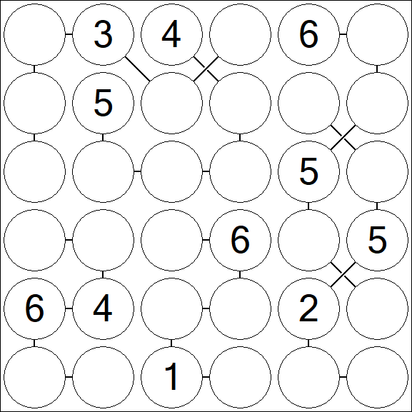 Chain Sudoku 6x6 - Medium